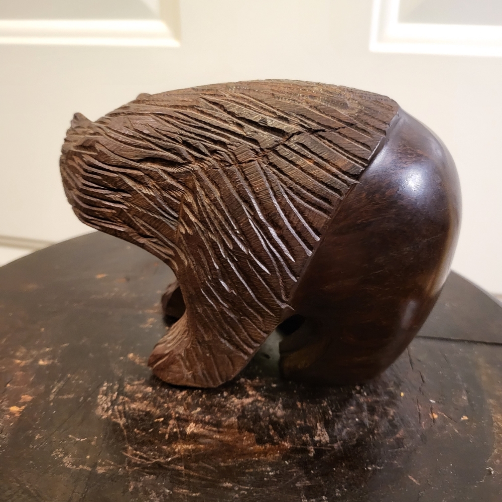 Vintage Hand Carved Modernist Iron Wood Bear - Picture 3 of 12